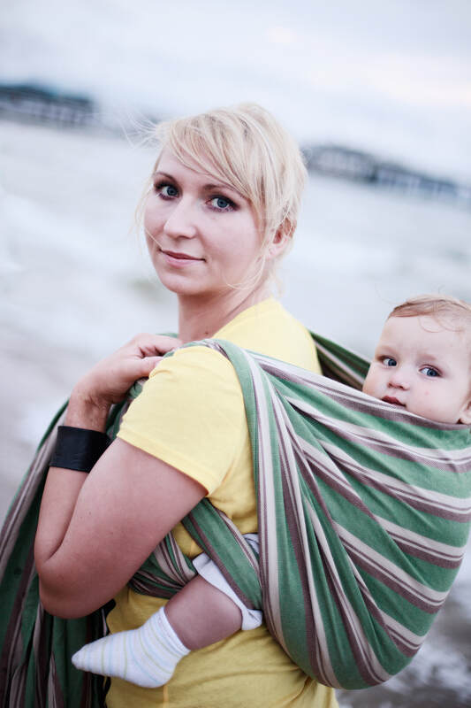 Chusta do noszenia dziecka, tkana splotem skośno-krzyżowym - Oliwkowy Gaj - rozmiar M #babywearing