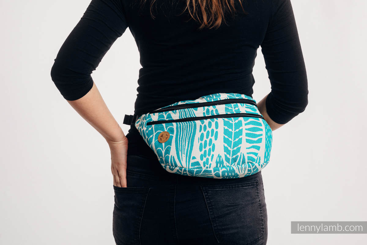 Waist Bag made of woven fabric, size large (100% cotton) - SKETCHES OF NATURE - SEA GREEN #babywearing
