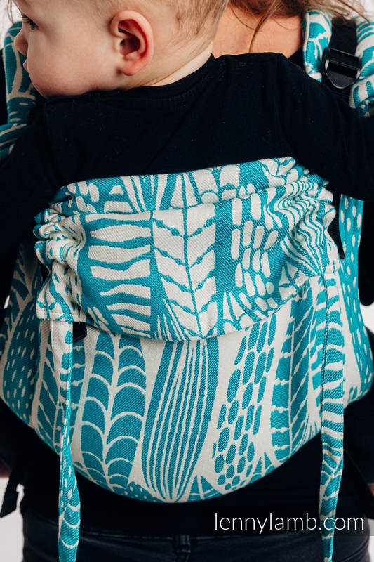 Onbuhimo de Lenny, taille standard, jacquard (100% coton) - SKETCHES OF NATURE - SEA GREEN #babywearing
