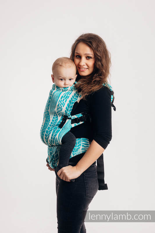 Nosidełko LennyUpGrade z tkaniny żakardowej 100% bawełna , rozmiar standard - SZKICE NATURY - MORSKA ZIELEŃ #babywearing