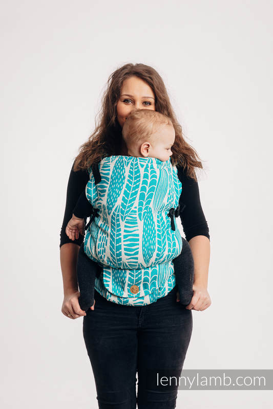 Nosidełko LennyUpGrade z tkaniny żakardowej 100% bawełna , rozmiar standard - SZKICE NATURY - MORSKA ZIELEŃ #babywearing