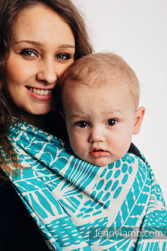 Baby Wrap, Jacquard Weave (100% cotton) - SKETCHES OF NATURE - SEA GREEN - size XS #babywearing