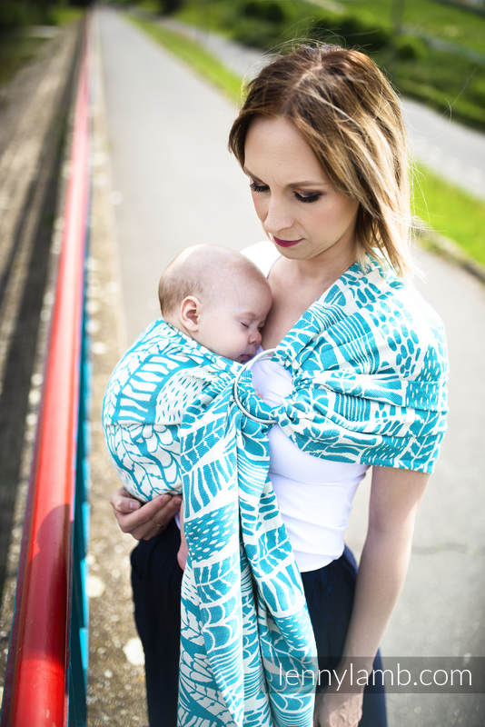 Ringsling, Jacquard Weave (100% cotton) - SKETCHES OF NATURE - SEA GREEN - standard 1.8m #babywearing