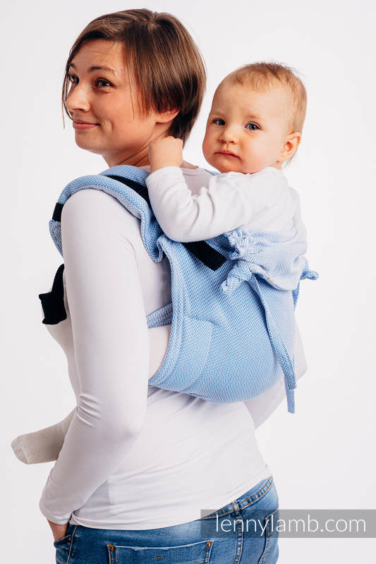 Nosidło Klamrowe ONBUHIMO splot jodełkowy (100% bawełna), rozmiar Toddler - MAŁA JODEŁKA NIEBIESKA  #babywearing