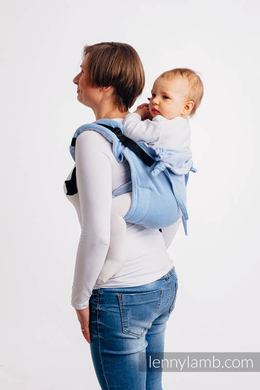 Nosidło Klamrowe ONBUHIMO splot jodełkowy (100% bawełna), rozmiar Standard - MAŁA JODEŁKA NIEBIESKA  #babywearing