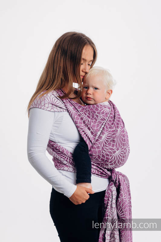 Baby Wrap, Jacquard Weave (100% linen) - LOTUS - PURPLE - size S (grade B) #babywearing