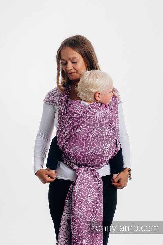 Żakardowa chusta do noszenia dzieci, 100% len - LOTOS - PURPUROWY - rozmiar M #babywearing