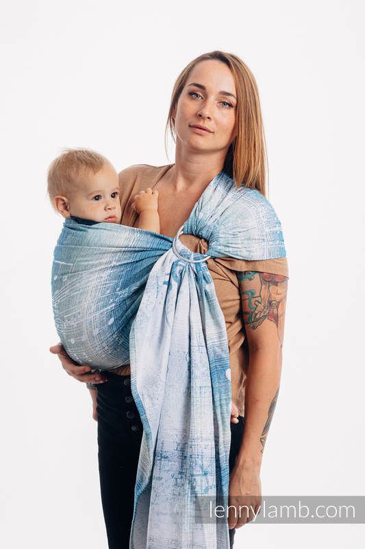 Ringsling, Jacquard Weave, with gathered shoulder (54% cotton, 46% silk) - SYMPHONY - OVER CLOUDS - standard 1.8m #babywearing