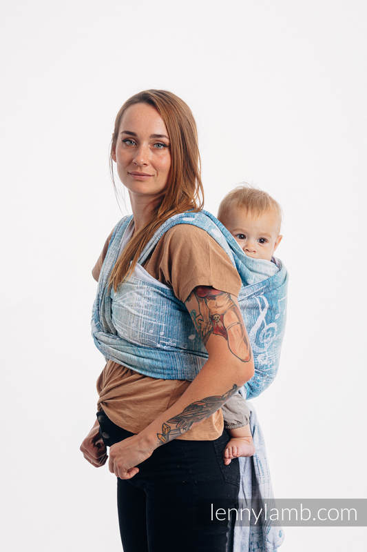 Żakardowa chusta do noszenia dzieci, (54% bawełna, 46% jedwab) - SYMFONIA - PONAD CHMURAMI - rozmiar XL #babywearing