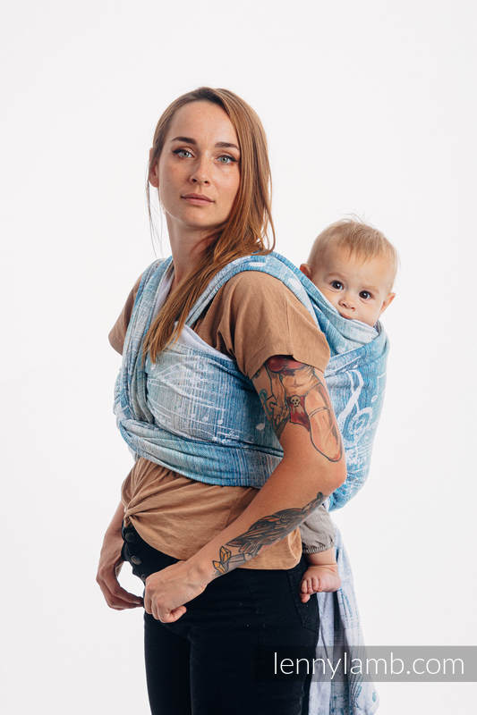 Baby Wrap, Jacquard Weave (54% cotton, 46% silk) - SYMPHONY - OVER CLOUDS - size XL #babywearing