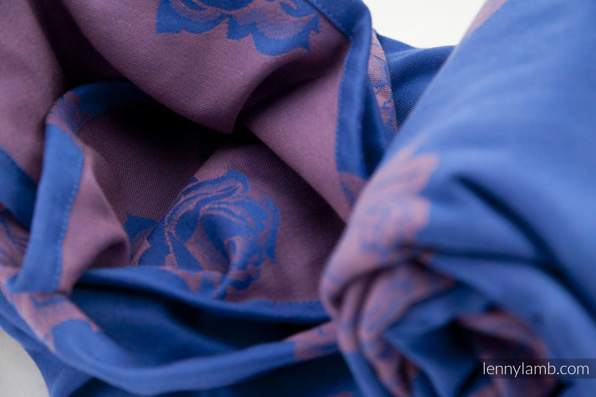 Baby Wrap, Jacquard Weave (100% cotton) - Blue and Violet Rose - size M (grade B) #babywearing