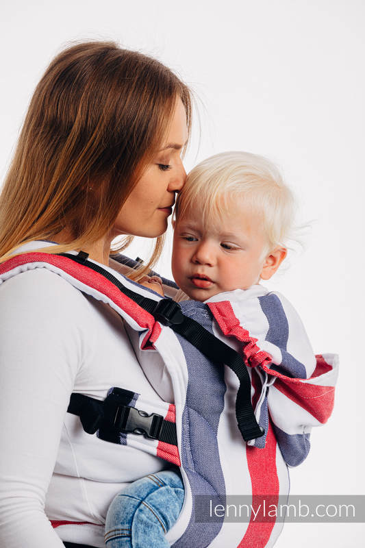 LennyGo Ergonomic Carrier, Baby Size, broken-twill weave (bamboo + cotton) - MARINE #babywearing