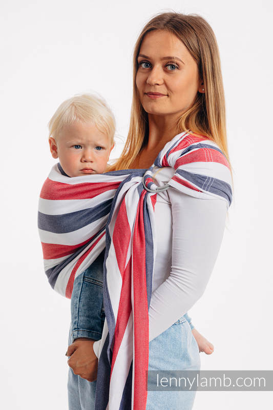 Chusta kółkowa do noszenia dzieci, tkana splotem skośno-krzyżowym, bawełna z bambusem, ramię baz zakładek - Marina - long 2.1m (drugi gatunek) #babywearing