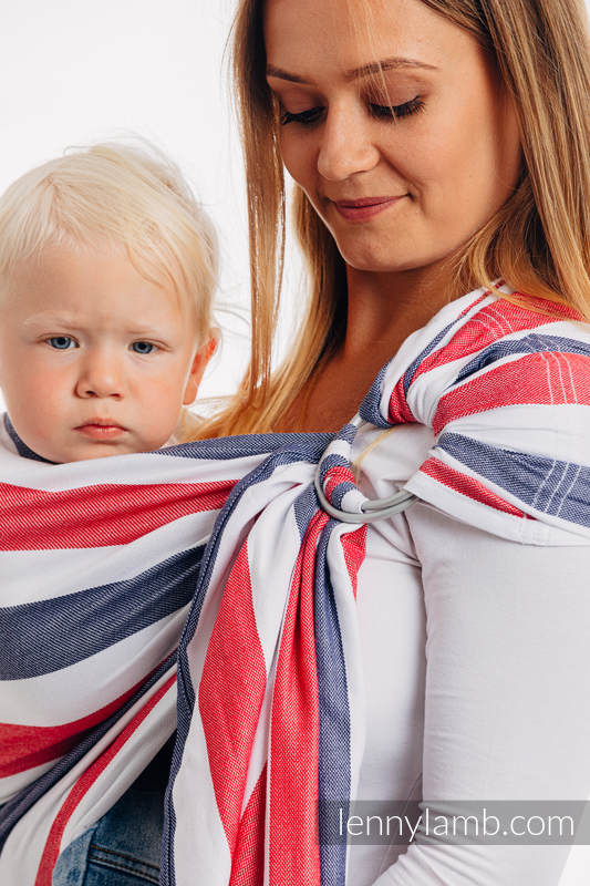 RING SLING mit Raffung an den Ringen - 40% Bambus, 60% Baumwolle - Kreuzköper-Bindung - MARINE - standard 1.8m #babywearing