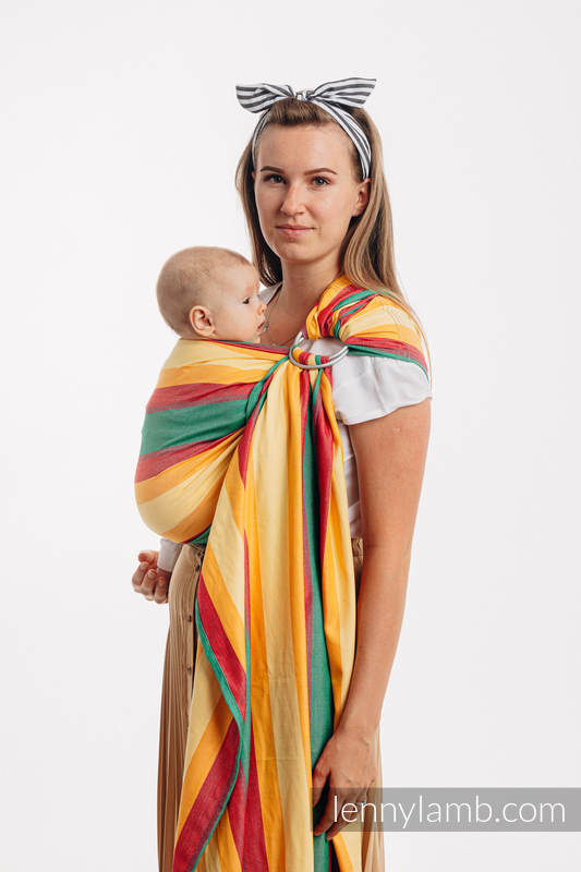 Chusta kółkowa do noszenia dzieci, tkana splotem skośno-krzyżowym, ramię bez zakładek (60%bawełna, 40% bambus), - long 2.1m Drugi Gatunek #babywearing