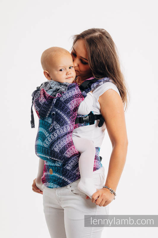 LennyGo Porte-bébé ergonomique, taille bébé, jacquard (35 % bambou + 65 % coton) - PEACOCK'S TAIL - DREAMSPACE #babywearing