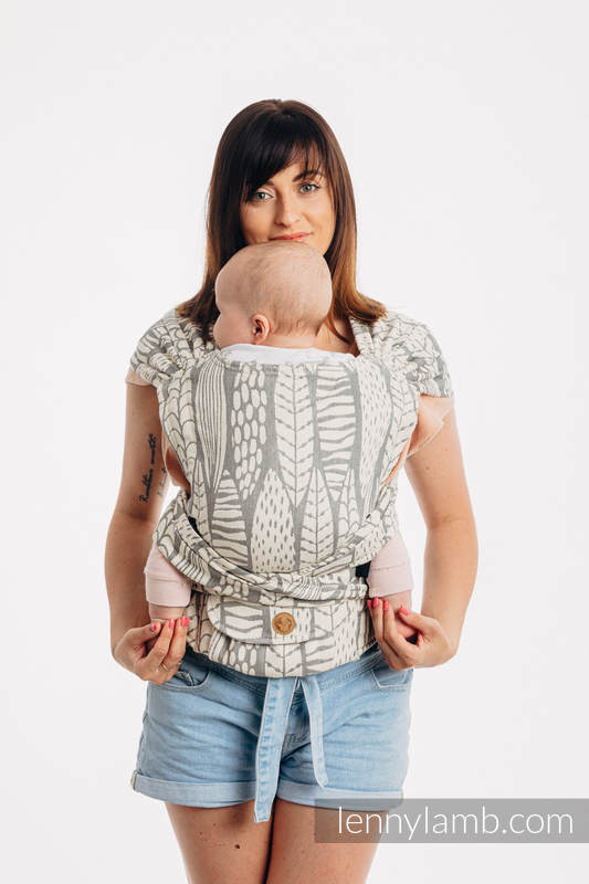 LennyHybrid Half Buckle Carrier, Standard Size, jacquard weave (85% cotton, 15% bamboo charcoal) - SKETCHES OF NATURE - PURE  #babywearing