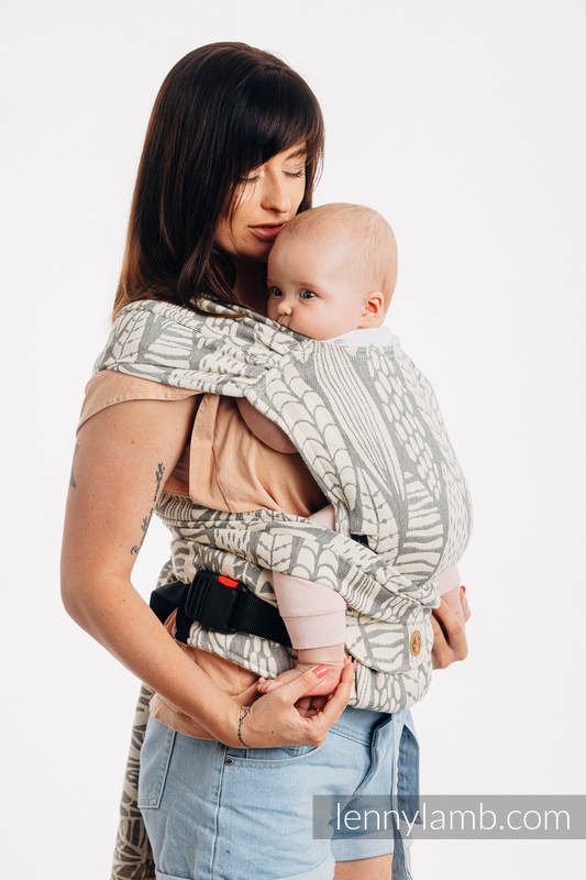 LennyHybrid Half Buckle Carrier, Standard Size, jacquard weave (85% cotton, 15% bamboo charcoal) - SKETCHES OF NATURE - PURE  #babywearing