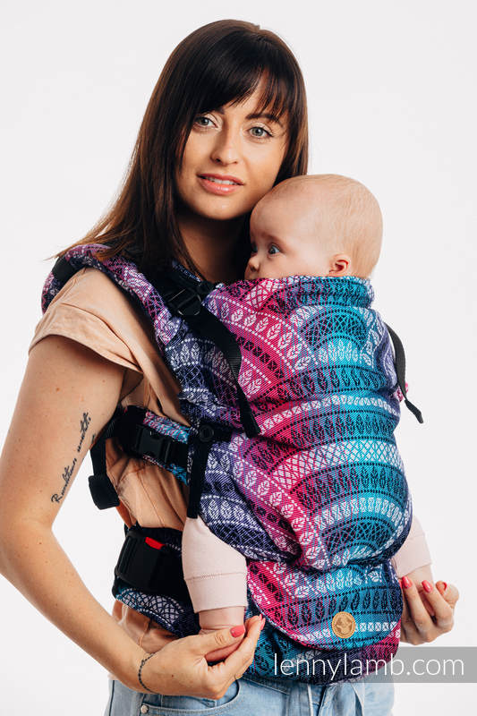 LennyUpGrade Carrier, Standard Size, jacquard weave  (65% cotton, 35% bamboo) - PEACOCK'S TAIL - DREAMSPACE #babywearing