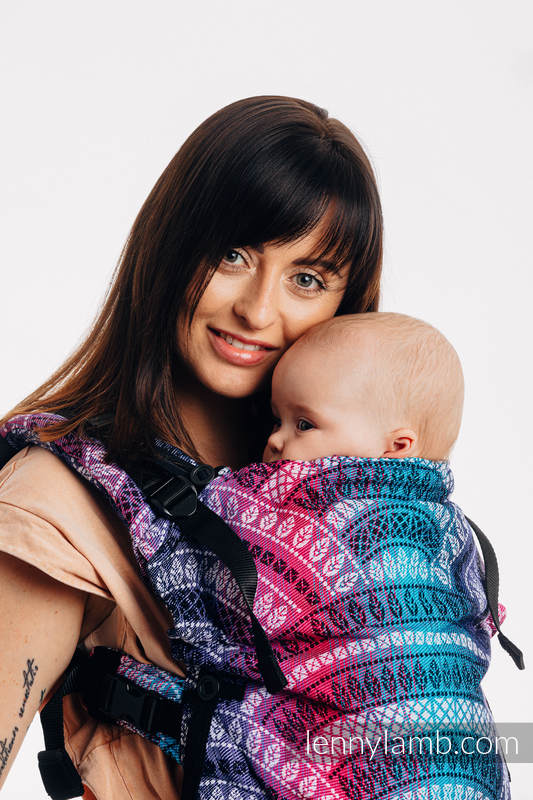 LennyUpGrade Carrier, Standard Size, jacquard weave  (65% cotton, 35% bamboo) - PEACOCK'S TAIL - DREAMSPACE #babywearing