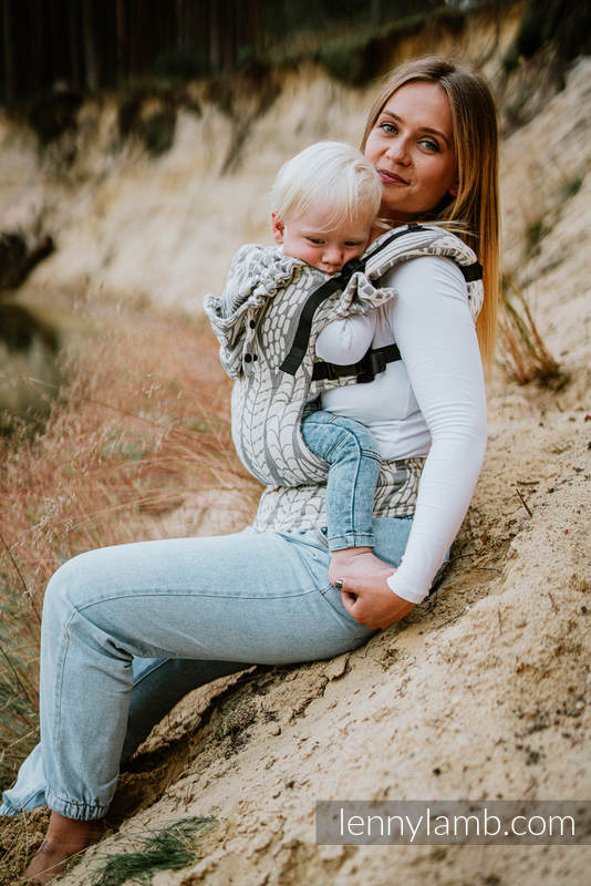LennyGo Ergonomic Carrier, Baby Size, jacquard weave (85% cotton, 15% bamboo charcoal) - SKETCHES OF NATURE - PURE - no dyes #babywearing