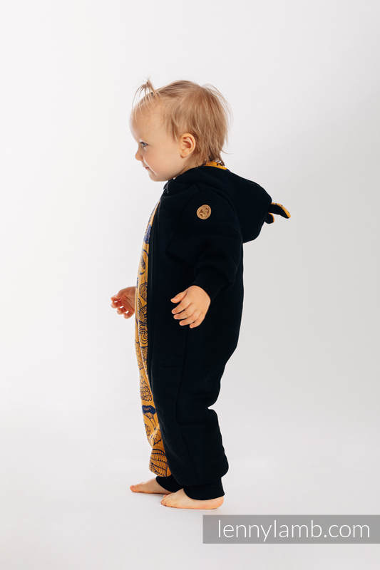 Grenouillère ours - taille 116 - Noir avec Under the Leaves - Golden Autumn #babywearing