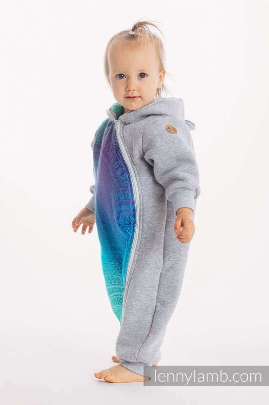 Bear Romper - size 62 - Gray melange & Peacock's Tail - Fantasy #babywearing