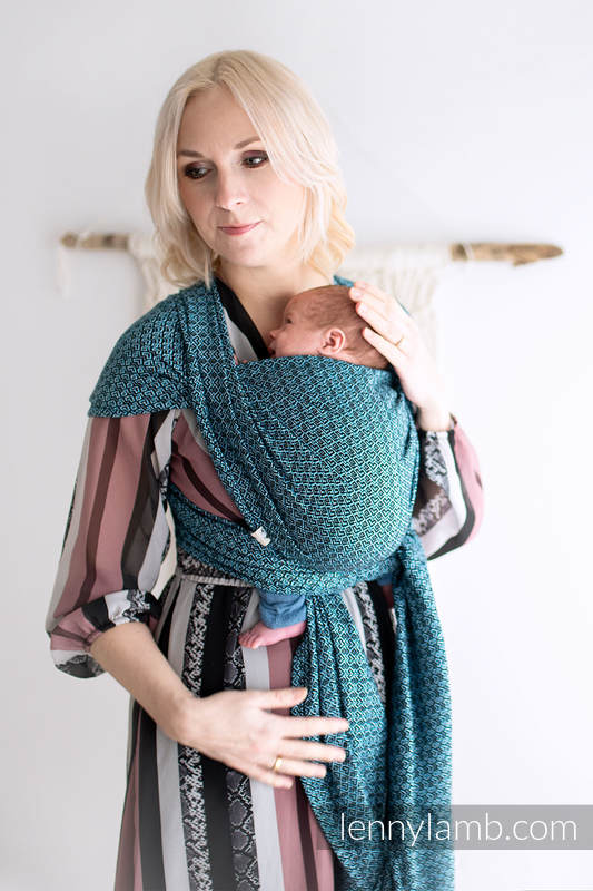 Baby sling for babies with low birthweight, Jacquard Weave, 100% cotton - LITTLE LOVE - OCEAN BLUE - size XS #babywearing