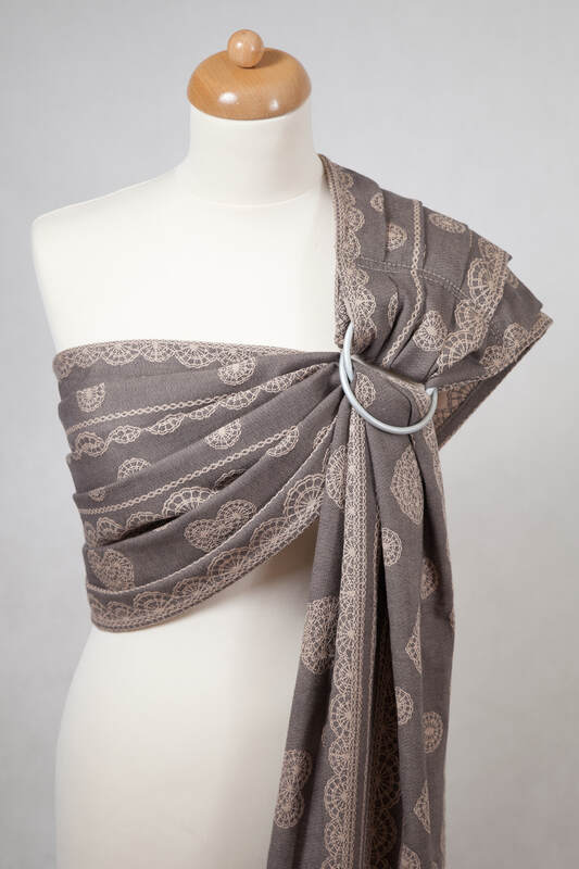 Żakardowa chusta kółkowa do noszenia dzieci, bawełna - Ciasteczkowa Koronka - long 2.1m (drugi gatunek) #babywearing