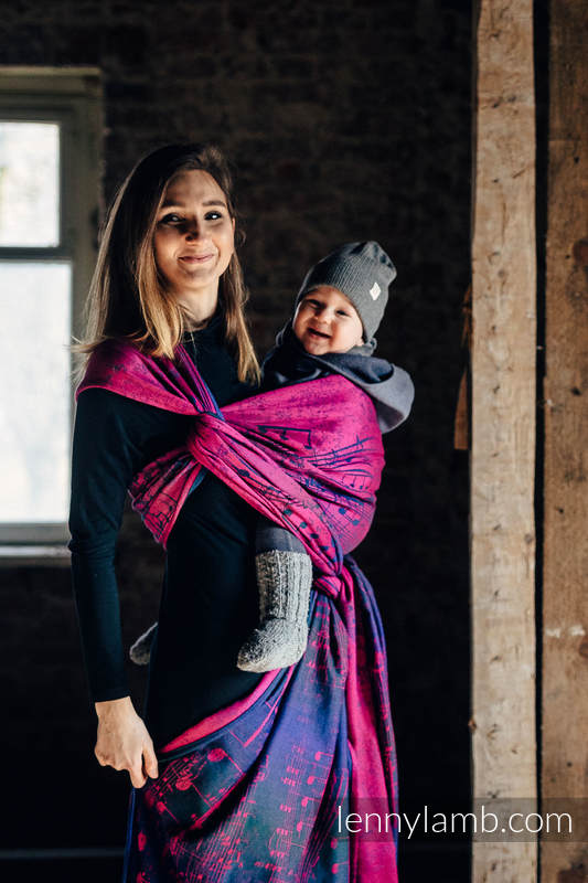 Baby Wrap, Jacquard Weave (43% cotton, 57% Merino wool) - SYMPHONY DESIRE - size XL #babywearing