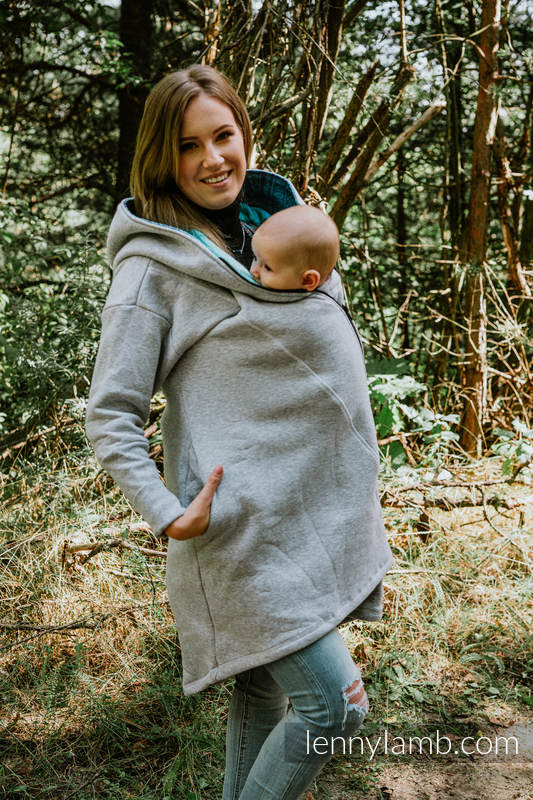 Asymetryczna Bluza - Szary Melanż z Pawi Ogon Fantazja - rozmiar 4XL #babywearing