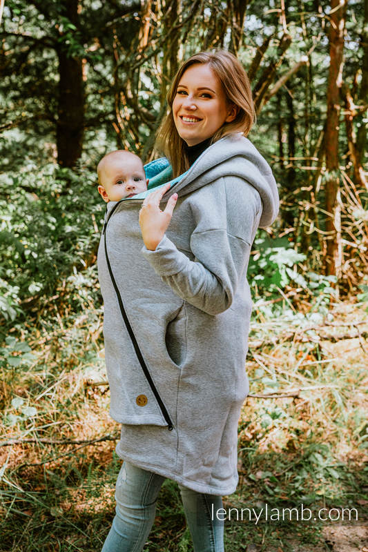 Asymetryczna Bluza - Szary Melanż z Pawi Ogon Fantazja - rozmiar 4XL #babywearing