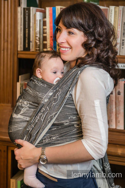 Żakardowa chusta do noszenia dzieci, bawełna - Sowy Bubo Czarne z Białym - rozmiar XS #babywearing