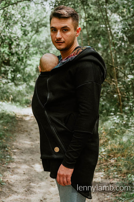 Asymmetrischer Pullover - Schwarz mit Wild Soul Daedalus - Größe 4XL #babywearing