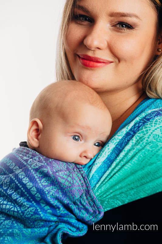 LennyHybrid Half Buckle Carrier, Standard Size, jacquard weave 100% cotton - PEACOCK’S TAIL - FANTASY #babywearing