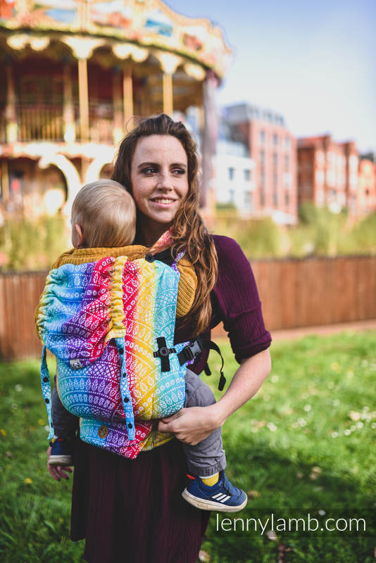 LennyUpGrade Carrier, Standard Size, jacquard weave 100% cotton - PEACOCK'S TAIL - FUNFAIR  #babywearing