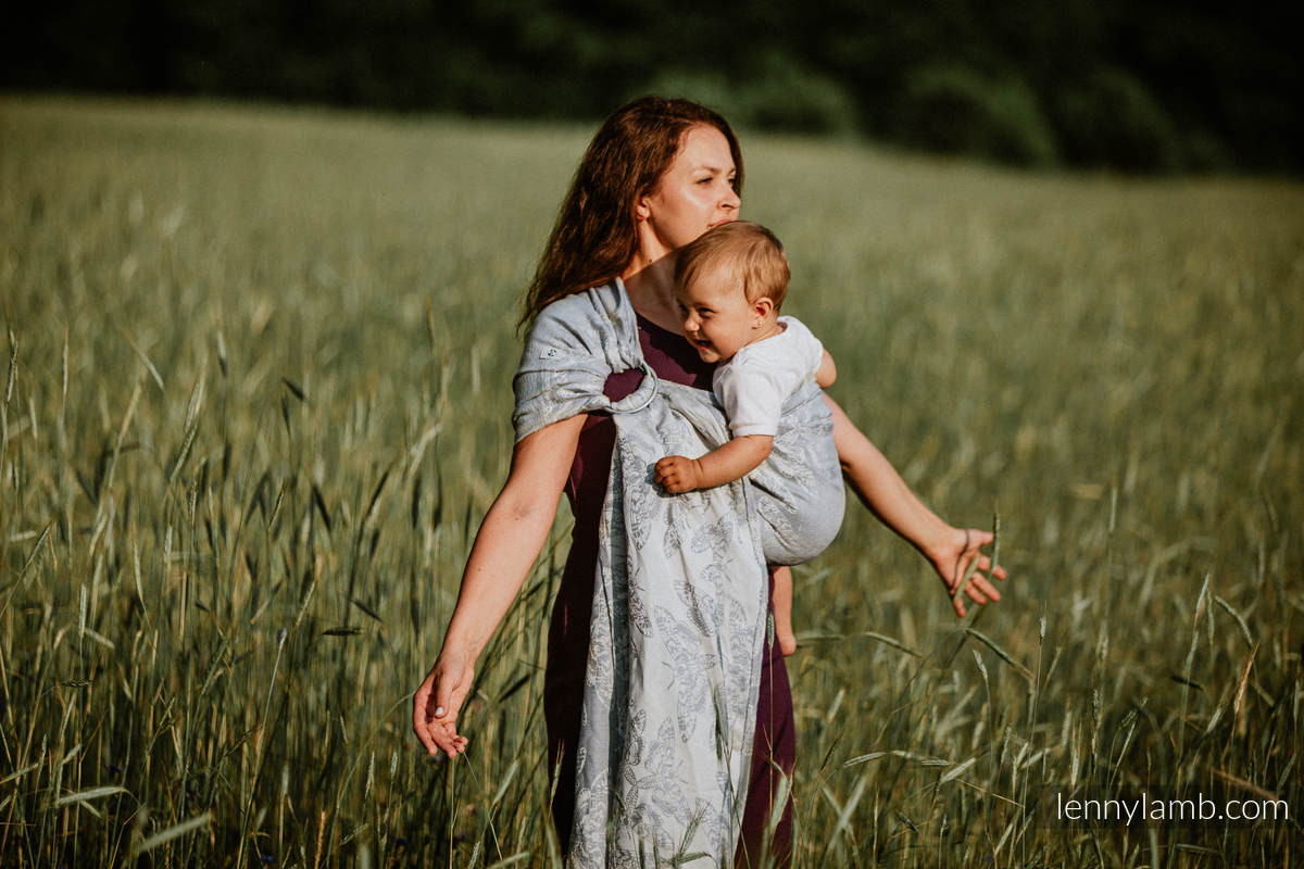 Ringsling, Jacquard Weave, with gathered shoulder (65% cotton, 35% linen) - QUEEN OF THE NIGHT - ONLY SILENCE - long 2.1m (grade B) #babywearing