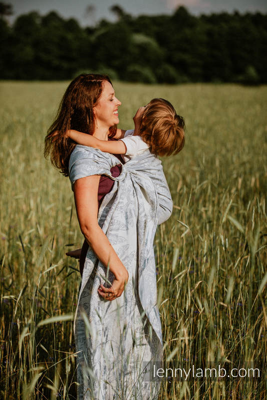 Ringsling, Jacquard Weave, with gathered shoulder (65% cotton, 35% linen) - QUEEN OF THE NIGHT - ONLY SILENCE - long 2.1m #babywearing