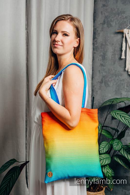 Einkaufstasche, hergestellt aus gewebtem Stoff (100% Baumwolle) - RAINBOW BABY #babywearing