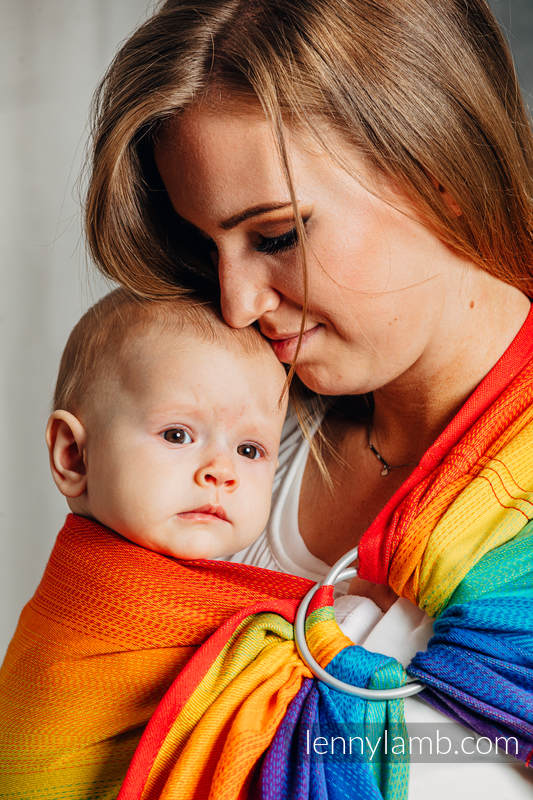 Ringsling, Jacquard Weave (100% cotton), with gathered shoulder - RAINBOW BABY - standard 1.8m #babywearing