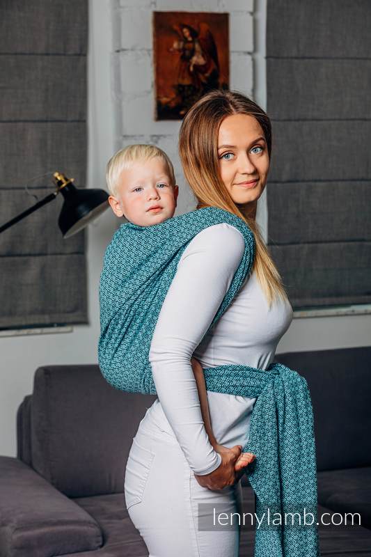 Baby Sling - LITTLE LOVE - AMAZONITE, Jacquard Weave, 100% cotton, size XL #babywearing