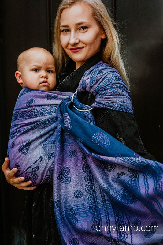Ringsling, Jacquard Weave, with gathered shoulder (65% cotton 25% linen 10% tussah silk) - SPACE LACE - long 2.1m #babywearing