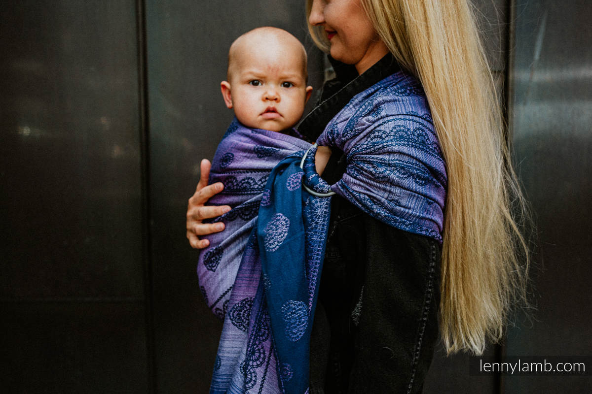 Ringsling, Jacquard Weave, with gathered shoulder (65% cotton 25% linen 10% tussah silk) - SPACE LACE - long 2.1m #babywearing