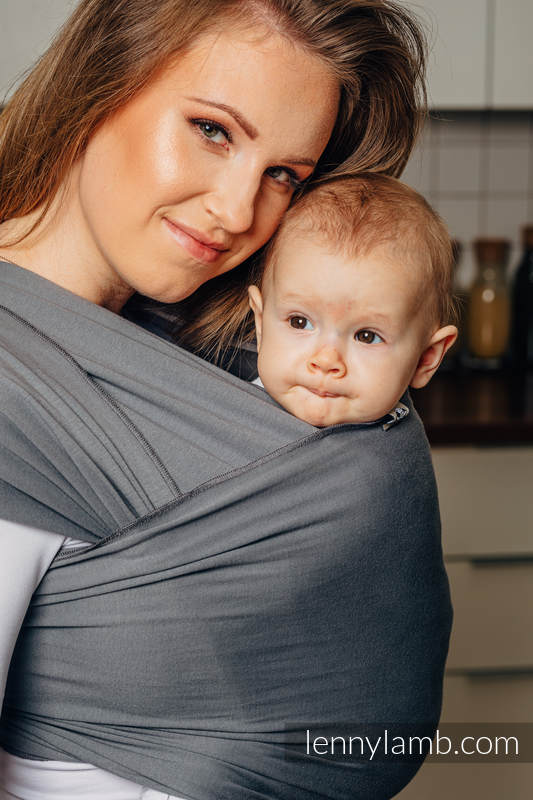 Chusta do noszenia dzieci, elastyczna - Antracyt - rozmiar standardowy 5.0 m (drugi gatunek) #babywearing