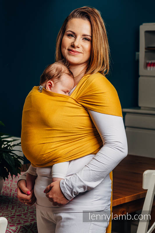 Chusta do noszenia dzieci, elastyczna - Bursztyn - rozmiar standardowy 5.0 m #babywearing
