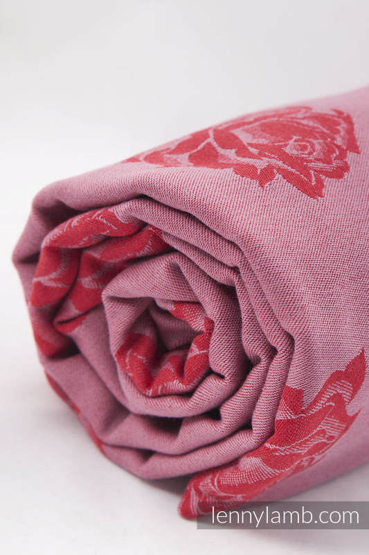 Żakardowa chusta do noszenia dzieci, bawełna - Czerwona i Fioletowa Róża - rozmiar L (drugi gatunek) #babywearing