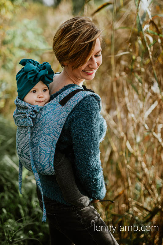 Lenny Buckle Onbuhimo baby carrier, Standard size, jacquard weave (59% cotton, 28% Merino wool, 9% silk, 4% cashmere) - WILD SOUL - LIBERTY #babywearing