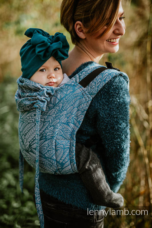 Nosidło Klamrowe ONBUHIMO z tkaniny żakardowej (59% bawełna, 28% wełna merino, 9% jedwab, 4% kaszmir), rozmiar Standard - WOLNY DUCH - LIBERTY #babywearing