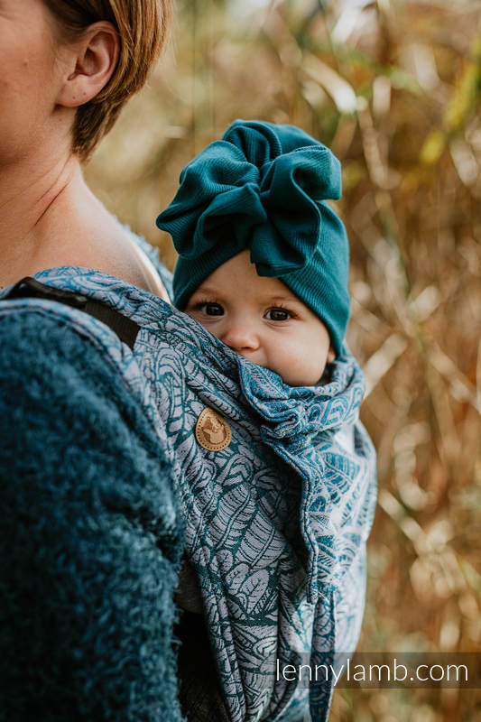 Nosidło Klamrowe ONBUHIMO z tkaniny żakardowej (59% bawełna, 28% wełna merino, 9% jedwab, 4% kaszmir), rozmiar Standard - WOLNY DUCH - LIBERTY #babywearing
