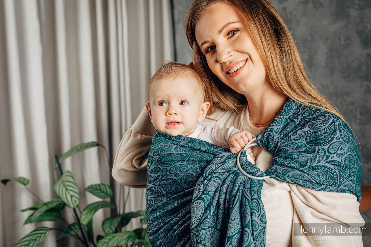 Bandolera de anillas, tejido Jacquard (100% algodón) - con plegado simple - PAISLEY - HABITAT - standard 1.8m #babywearing